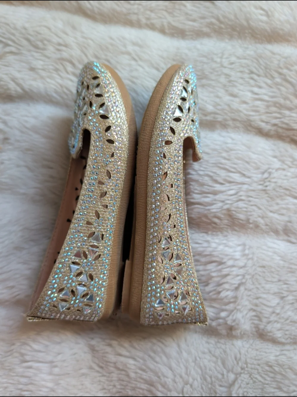 Link Comfort Toddler Girls' Sparkly Gold Ballet Flats Sz 10